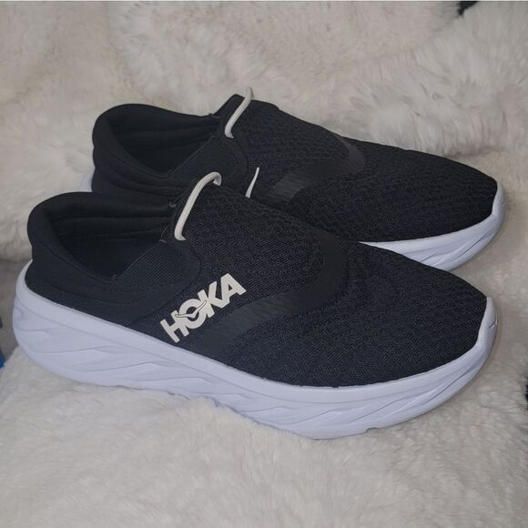 HOKA Ora Recovery Shoe 2 Black / White Slip On Women's Size 9 - Picture 1 of 11